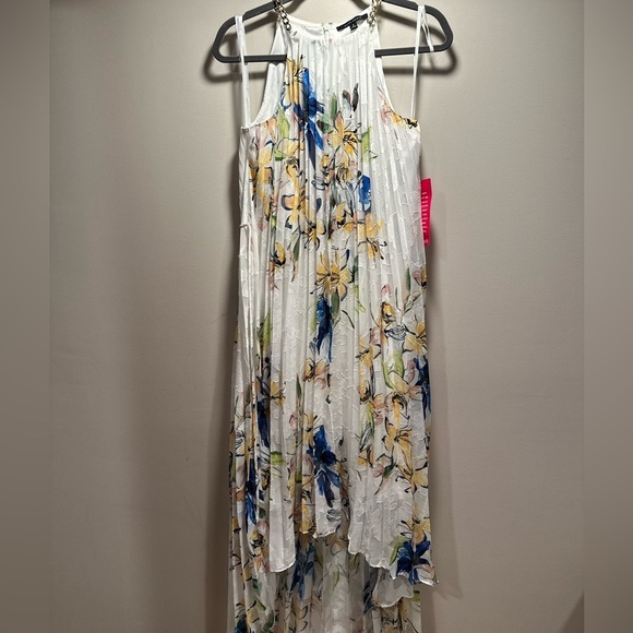 Alex Marie NWT Floral Halter Dress Semi Sheer, Chain Detail High Low Chiffon 2 - Picture 2 of 16
